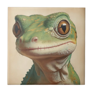 Mute Gecko Retro Porträtt Kakelplatta