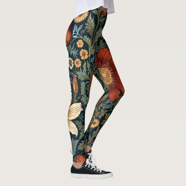 Mute Honeysuckle Mönster William Morris Stil Leggings (Höger)