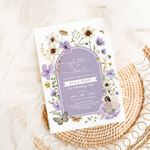 Mute Lilac Boho Fairy WildblomGirl Birthday Inbjudningar