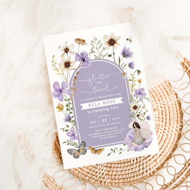 Mute Lilac Boho Fairy WildblomGirl Birthday Inbjudningar (Skapare uppladdad)