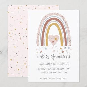 Mute Rainbow Dusty Rosa Blue Guld Baby Shower Inv Inbjudningar