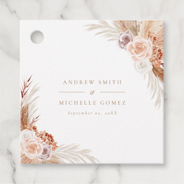 Mute Ro Pampas Terracotta Boho Bröllop Tack Gåvor Etiketter (Framsida)