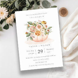 Mute  Rosa Pumpkin Blommigt Förlovning Inbjudan