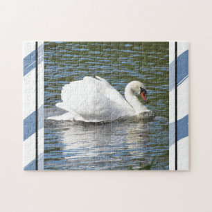 Mute Svan med Blue Rand Jigszle Puzzle Pussel