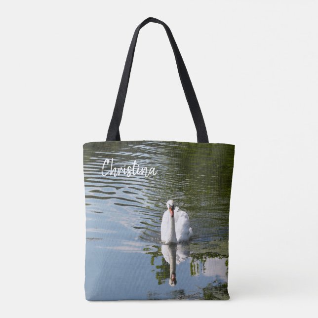Mute Svan Personlig Tote Bag Tygkasse (Baksida)