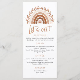 Mute Tones Terracotta Menu, Boho Rainbow Menu Meny