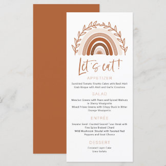Mute Tones Terracotta Menu, Boho Rainbow Menu Meny