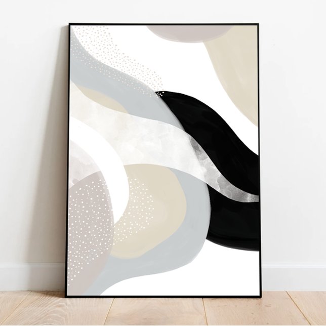 Mute White and Grått Modern Art, Chic Cream Färg Poster (Skapare uppladdad)