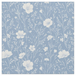 Muted Blue And White Wildflower Pattern Tyg