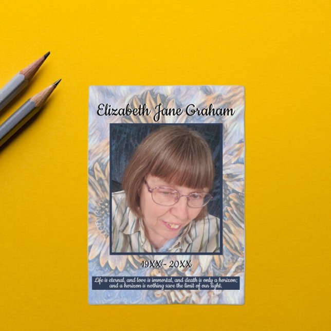 Muted Blue Sunflower Art | Photo | Funeral     Program (Skapare uppladdad)