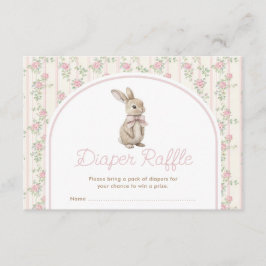Muted Blush Bunny Rabbit Baby Shower Diaper Raffle Tilläggskort