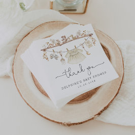 Muted Bohemian Barnkläder Girl Baby Shower Pappersservett