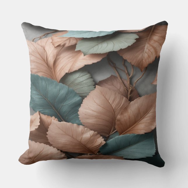 Muted Botanical Leaf Accent Throw Pillow Kudde (Framsida)
