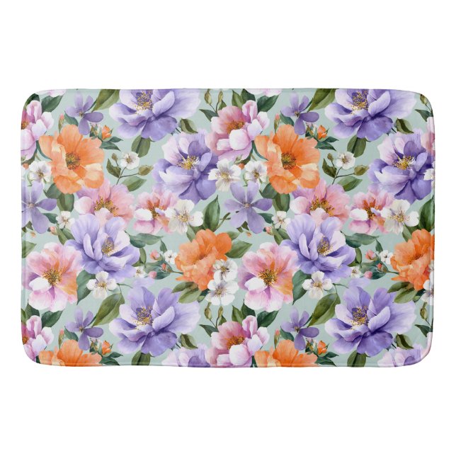 Muted Colorful Flowers Boho flower  Badrumsmatta (Framsidan)