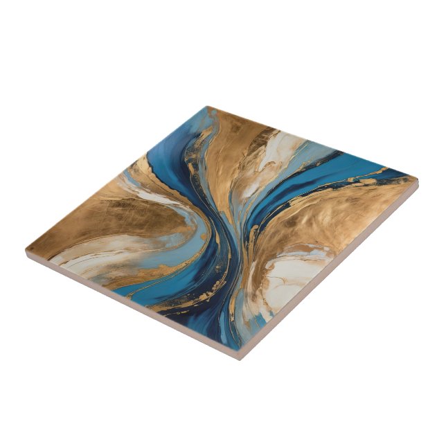 Muted Copper and blue marble abstract Kakelplatta (Sidan)