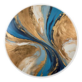 Muted Copper and blue marble abstract Knopp