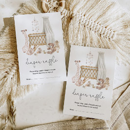 Muted Earth Tone Baby Nursery Leksak Diaper Raffle Tilläggskort