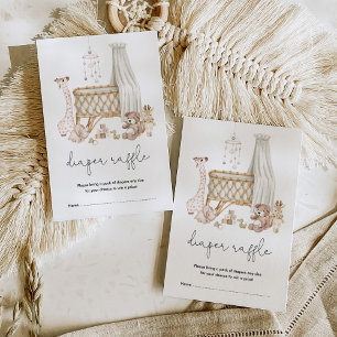 Muted Earth Tone Baby Nursery Leksak Diaper Raffle Tilläggskort