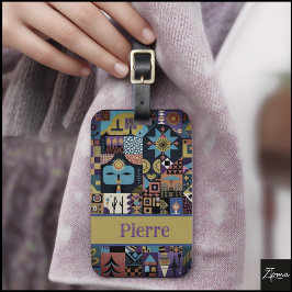 Muted Earthy Folk Art Patchwork Quilt Bagagebricka