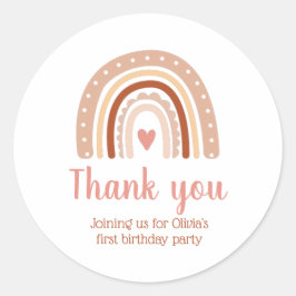 Muted Earthy Tone Boho Rainbow Thank You Runt Klistermärke