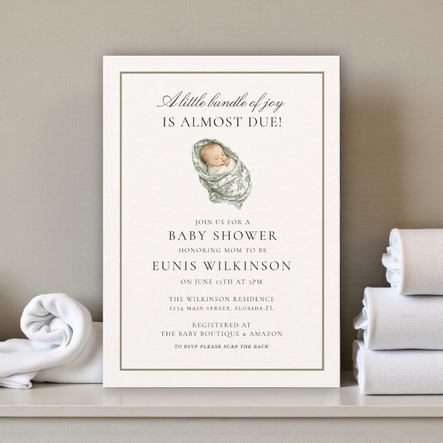 Muted Green Baby Shower a little bundle  Inbjudningar (Skapare uppladdad)