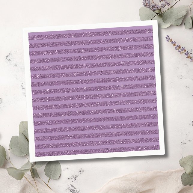 Muted Mulberry Glitter Style Horizontal Stripes Pappersservett (Skapare uppladdad)