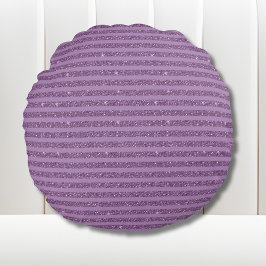 Muted Mulberry Glitter Style Horizontal Stripes Rund Kudde