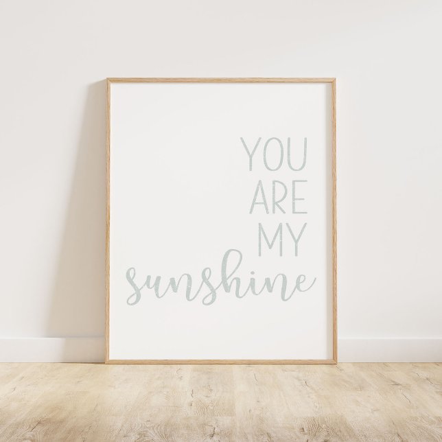 Muted Pastel Blue du är min solsken Poster (You Are My Sunshine, a minimalist typography quote in a muted pastel blue distressed texture)
