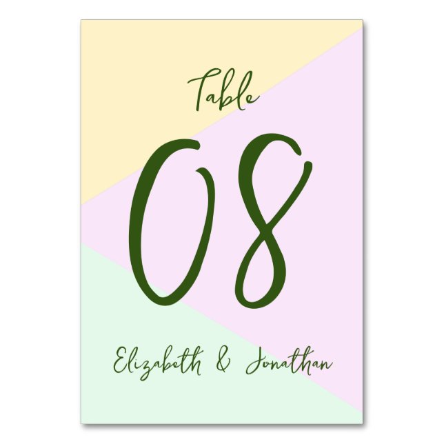 Muted Pastel Geometric Bröllop Bordsnummer (Framsidan)
