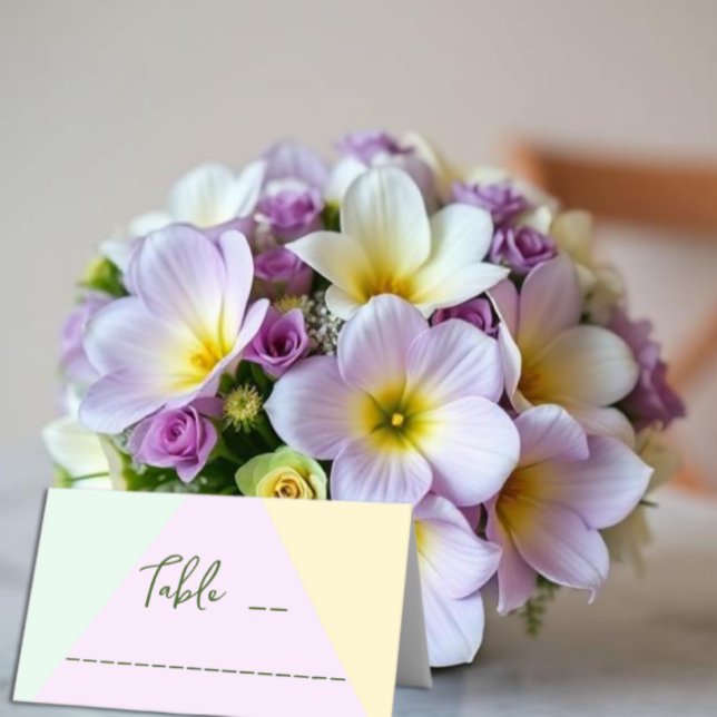 Muted Pastel Geometric Bröllop Placeringskort (Skapare uppladdad)