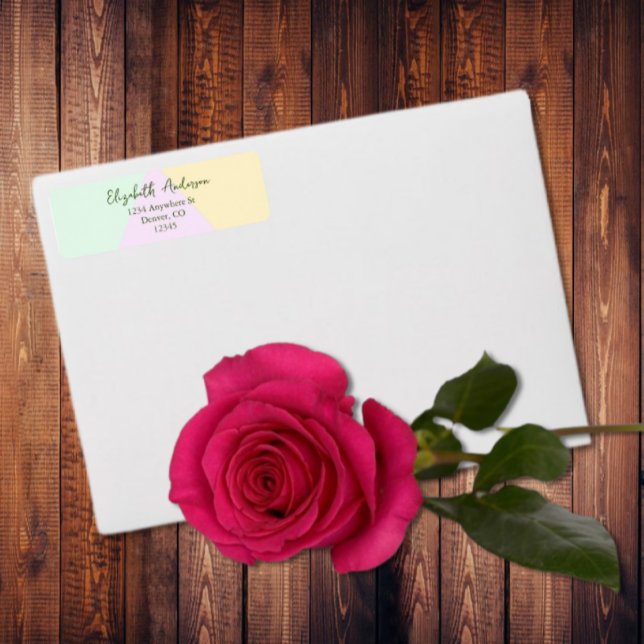 Muted Pastel Geometric Bröllop Returadress Etikett (Skapare uppladdad)