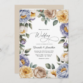 Muted Periwinkle, Buttercream, and Greige Wedding Inbjudningar
