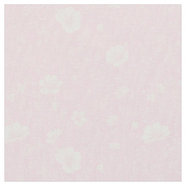 Muted Pink And White Wildflower Pattern Tyg (Närbild)