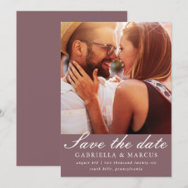 Muted Plum Photo Bröllop spara datum Datumet