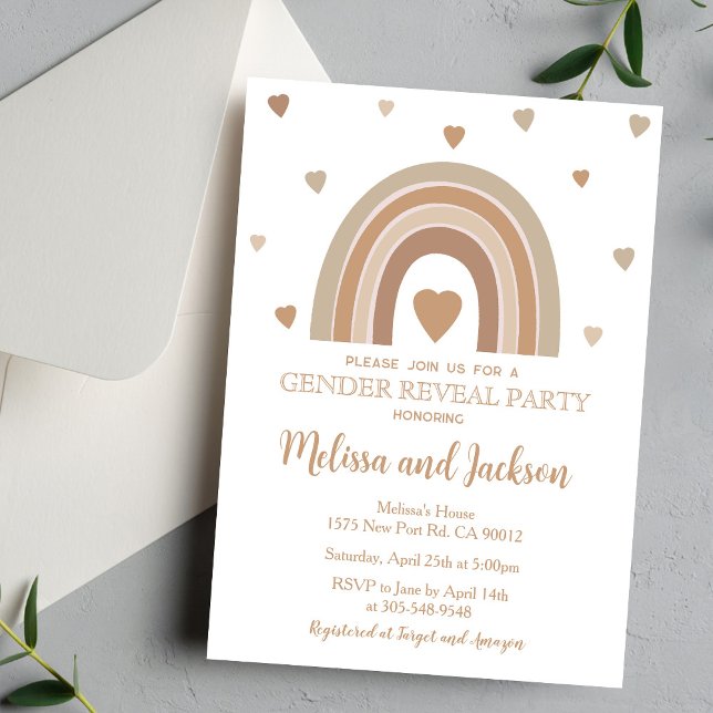 Muted Rainbow Gender Reveal Invitation Inbjudningar (Skapare uppladdad)