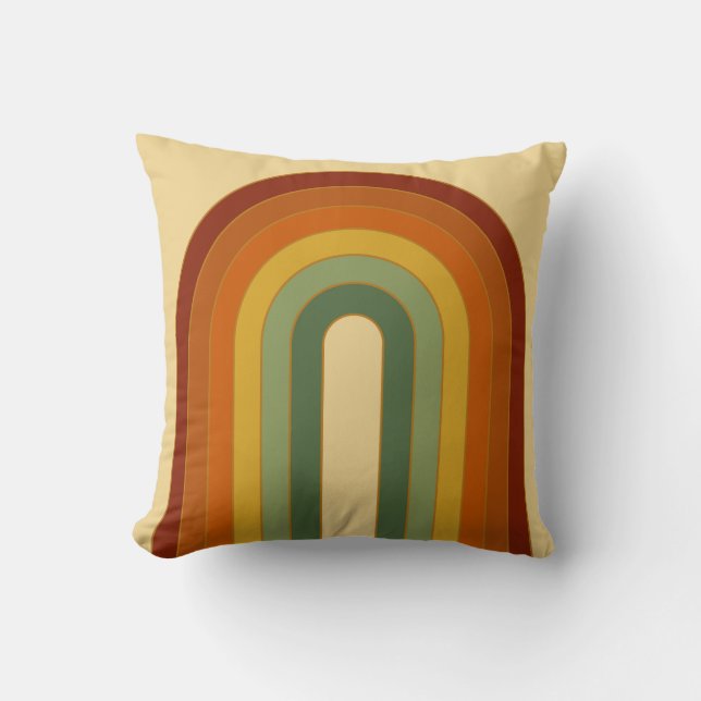 MUTED Retro Rainbow Beige Kudde (Framsida)