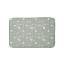 Muted Sage Green And White Wildflower Pattern