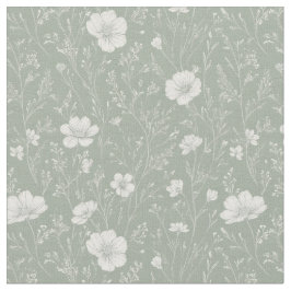Muted Sage Green And White Wildflower Pattern Tyg