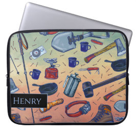 Muted Sunrise Camping Gear Pattern  Laptop Fodral