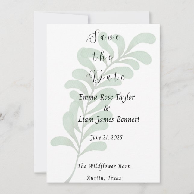Muted Vines Save the Date Card Inbjudningar (Framsida)