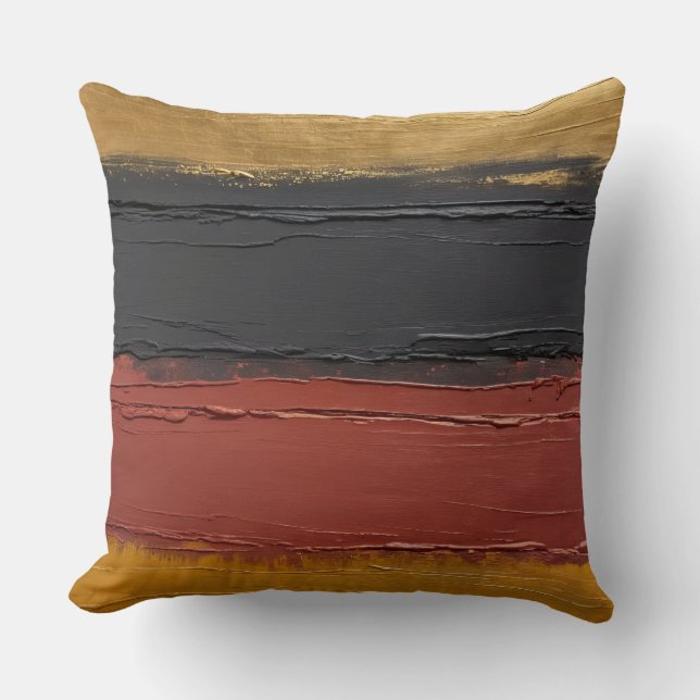 muterad koppar, guld ochre, marsala och träkol kudde (Framsida)