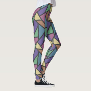 Muterad regnbåge färg mosaic mönster leggings