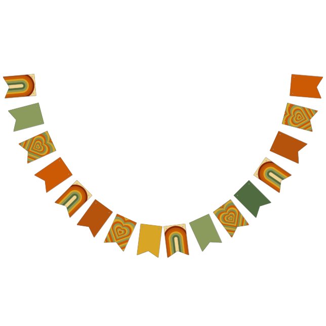 Muterad retro 70 Groovy Rainbow Heart Vimplar (Alla)