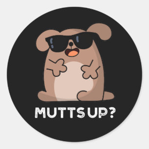 Muterar Funny Doggie Pun Mörk BG Runt Klistermärke