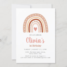 MUTETIT Tone Boho Rainbow 1a Birthday Inbjudningar