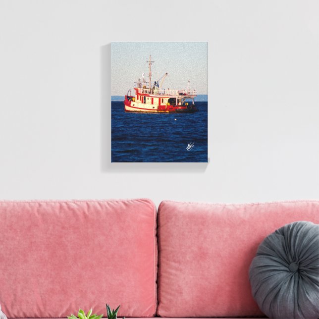 Mutiny Bay Bogserbåt Porträtt Vattenfotografering Canvastryck (Insitu (Vardagsrum))