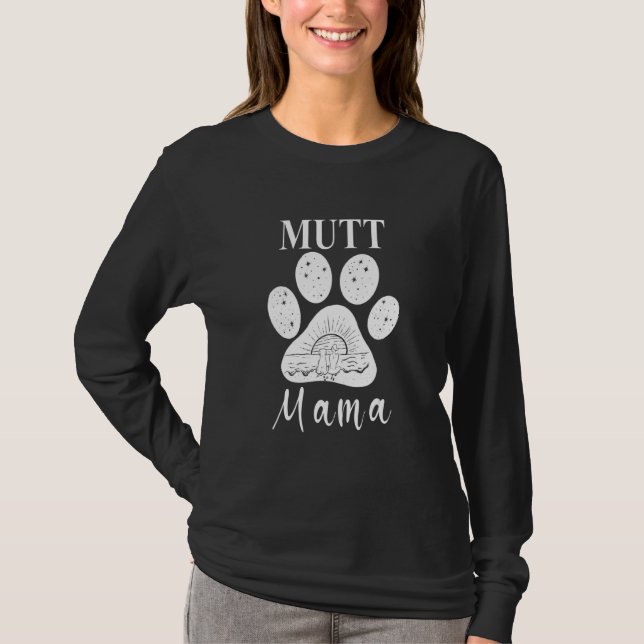 Mutt Mamma Hund Tass Mamma T Shirt (Framsida)