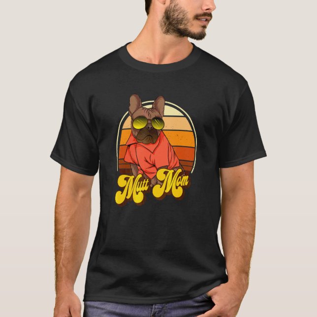Mutt Mamma  Rolig Hund T Shirt (Framsida)