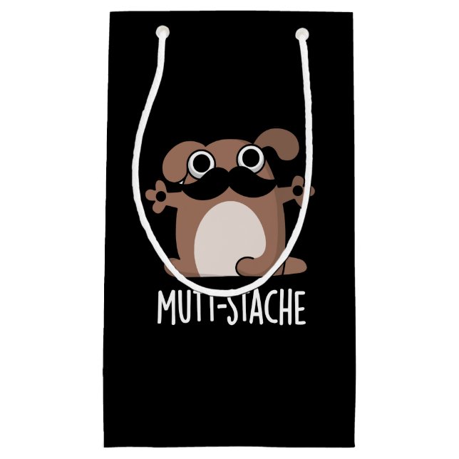 Mutt-stache Rolig hund Mustache Pun Mörk BG (Framsidan)