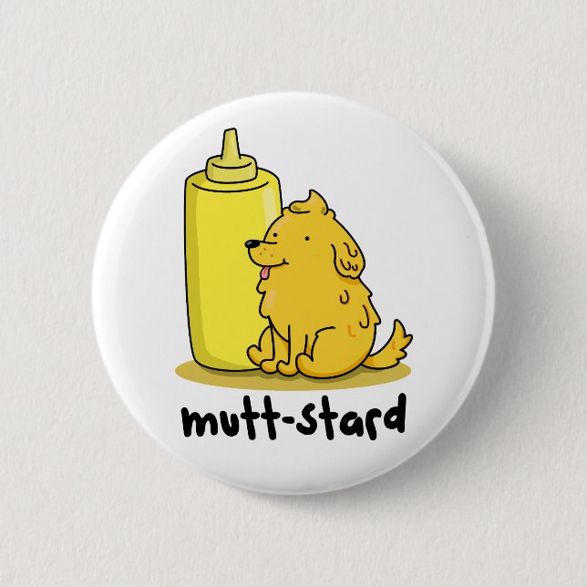 Mutt-stard Funny Doggy Mustard Pun Knapp (Framsida)